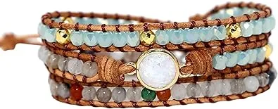 ZOSOJONA Women Wrap Bracelets Boho Natural Stone Jasper Turquoises Strand Bracelet Jewelry Collection