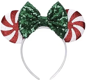 CLGIFT Red peppermint Minnie ears Peppermint Mickey ears Christmas Minnie ear...