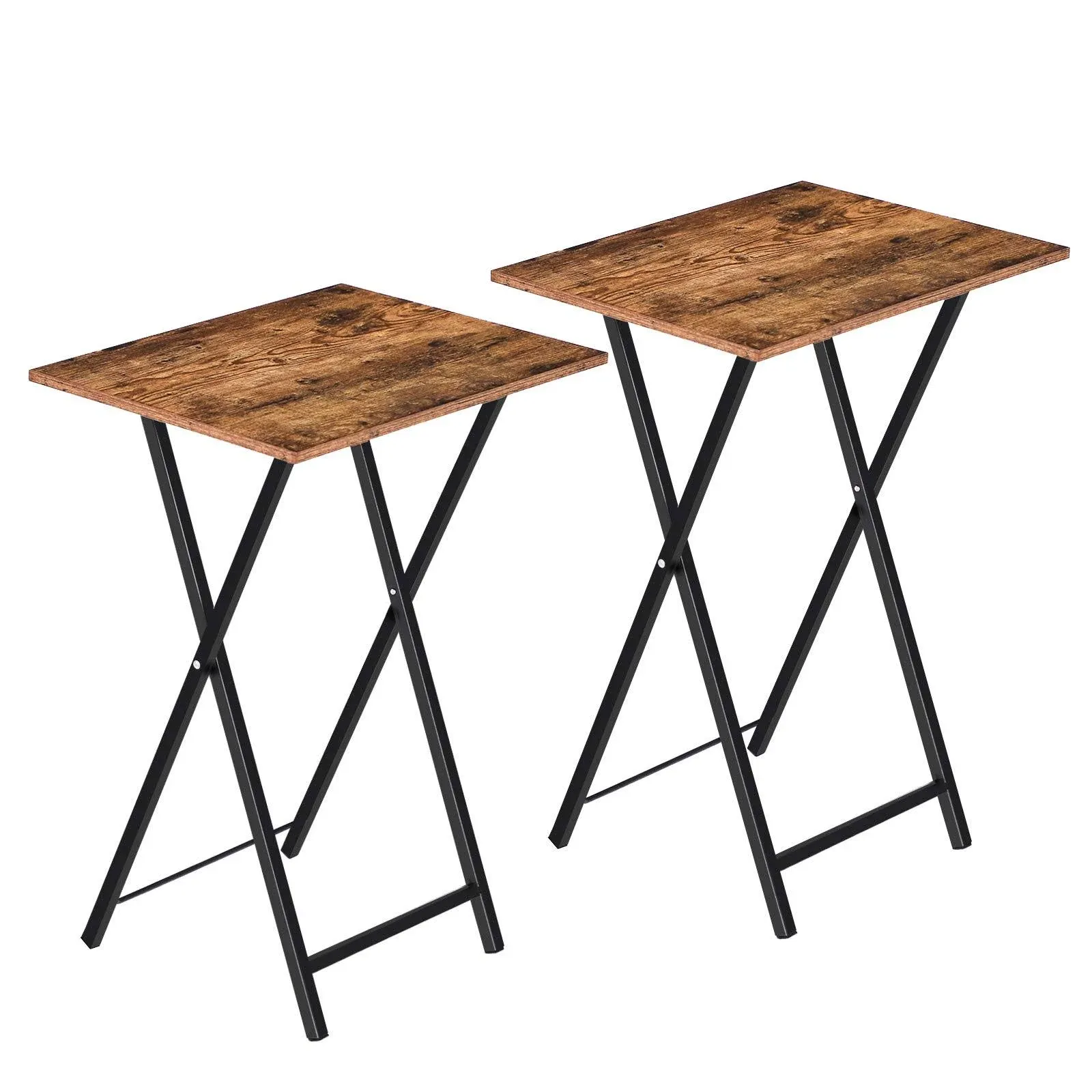 HOOBRO Side Table 2 Set, Folding Tables, TV Tray Table, Snack Table for Eating ...