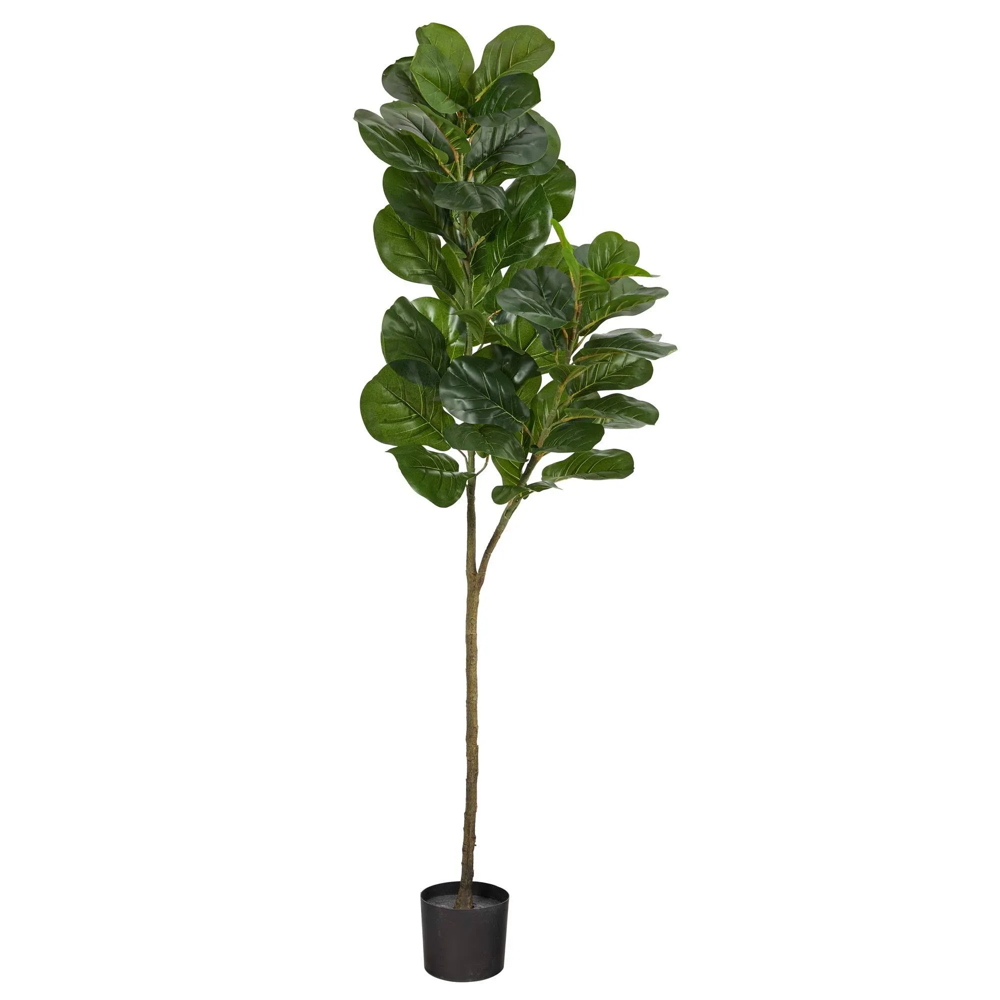 Nearly Natural Fiddle Leaf Fig 54""H Artificial Tree With Planter, 54""H x 8""W x 8""D, Green/Black