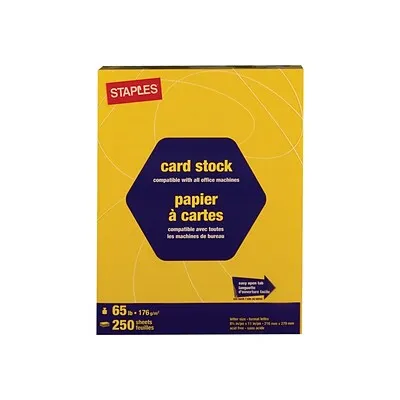 Staples 21107 8.5" x 11" Bright Yellow Brights Cardstock Paper - 250 ct