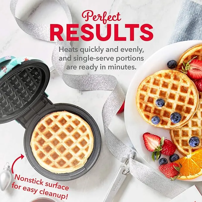 DASH Mini Waffle Maker Machine for Individuals, Paninis, Hash Browns, & Other On the Go Breakfast, Lunch, or Snacks, with Easy to Clean, Non-Stick Sides, Red Heart 4 Inch