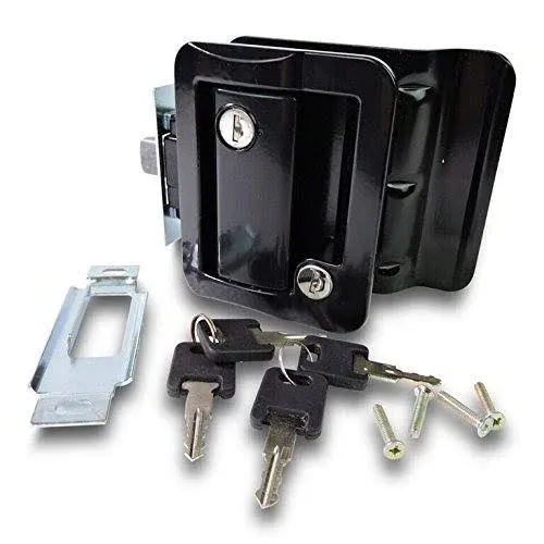 RV Travel Trailer Entry Door Lock Polar Black Paddle Deadbolt