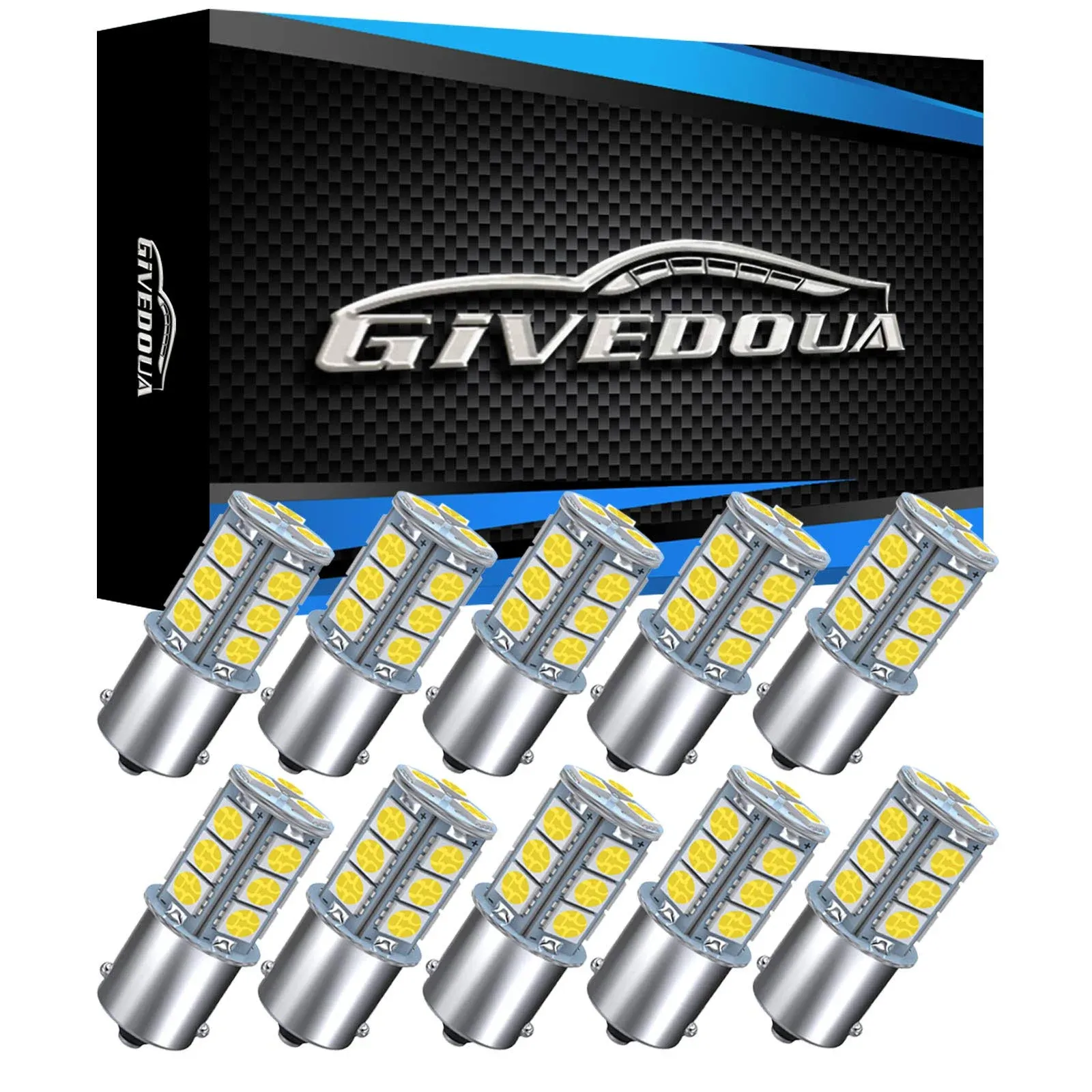 GIVEDOUA LED RV Bulb White LED Automotive Exterior Backup Lights 10Pack 12 Volts