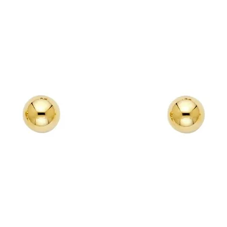 Jewels By Lux 14K Yellow Gold 7mm Post Push Back Ball Womens Stud Earrings