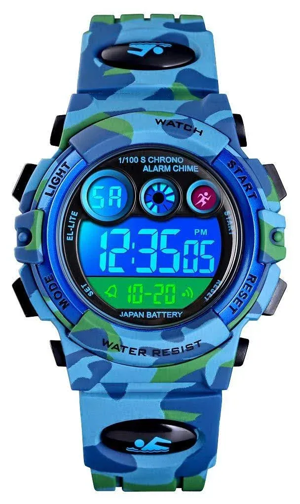 Boys Watch Digital Sports Waterproof Outdoor Kids Watches Alarm Clock 12/24 H Stopwatch Calendar 3-15 Year Old Boys Girls Wristwatch