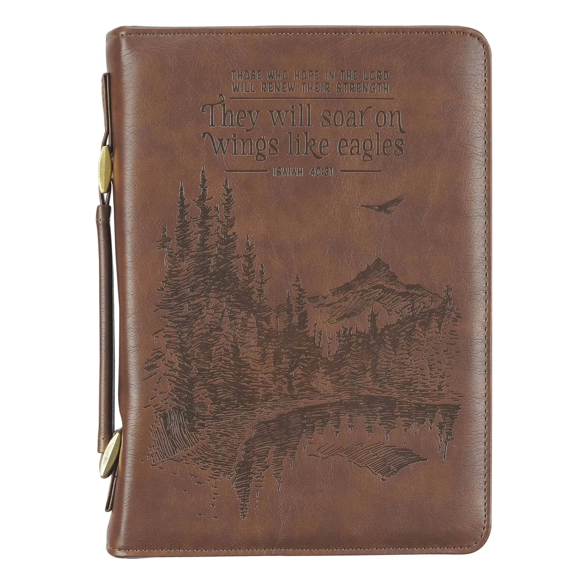 Bible Cover Medium Brown Wings Like Eagles Isaiah 40