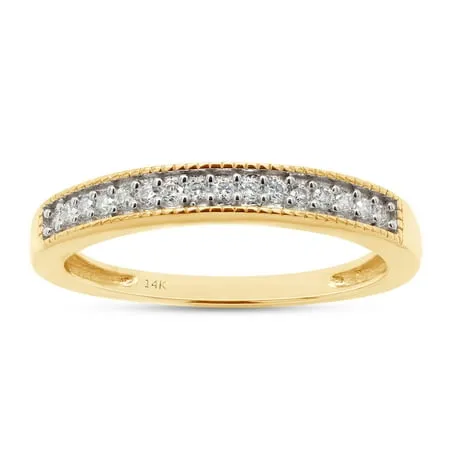 1/10 ct. t.w Round Cut Lab Created Moissanite Diamond Half Eternity Stackable Band Ring For Women In 14K Solid Yellow Gold (G-H Color VVS1 Clarity 0.10 Cttw)-8.5