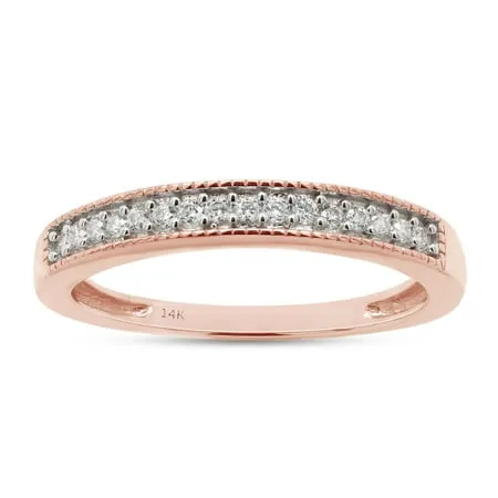 1/10 ct. t.w Round Cut Lab Created Moissanite Diamond Half Eternity Stackable Band Ring For Women In 14K Solid Rose Gold (G-H Color VVS1 Clarity 0.10 Cttw)-6