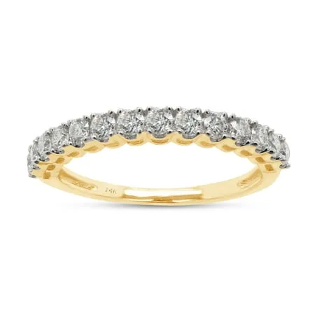 1/2 ct. t.w Round Cut Lab Created Moissanite Diamond Half Eternity Stackable Band Ring For Women In 14K Solid Yellow Gold (G-H Color VVS1 Clarity 0.50 Cttw)-9.5