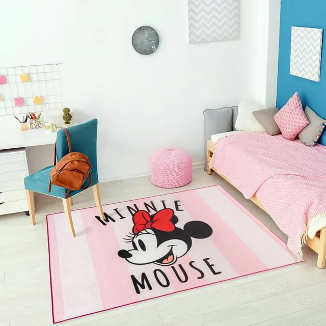 Disney 54"x78" Minnie Mouse Striped Area Kids' Rug