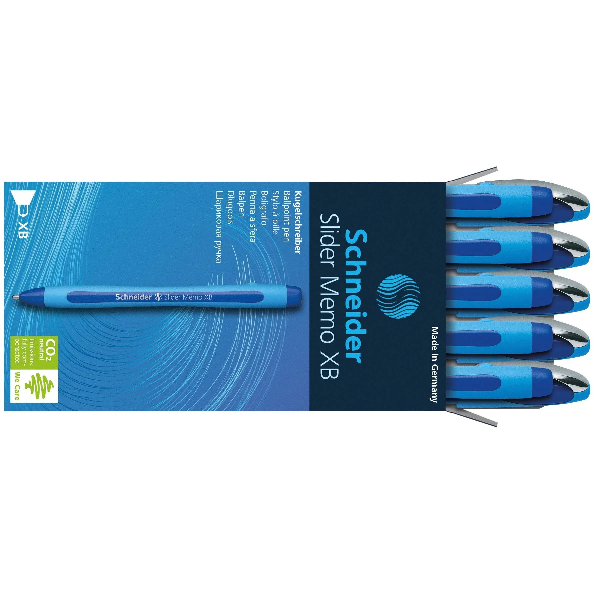 Schneider Slider Memo XB Ballpoint Pen, Blue Ink, 11.4 mm - 10 pack