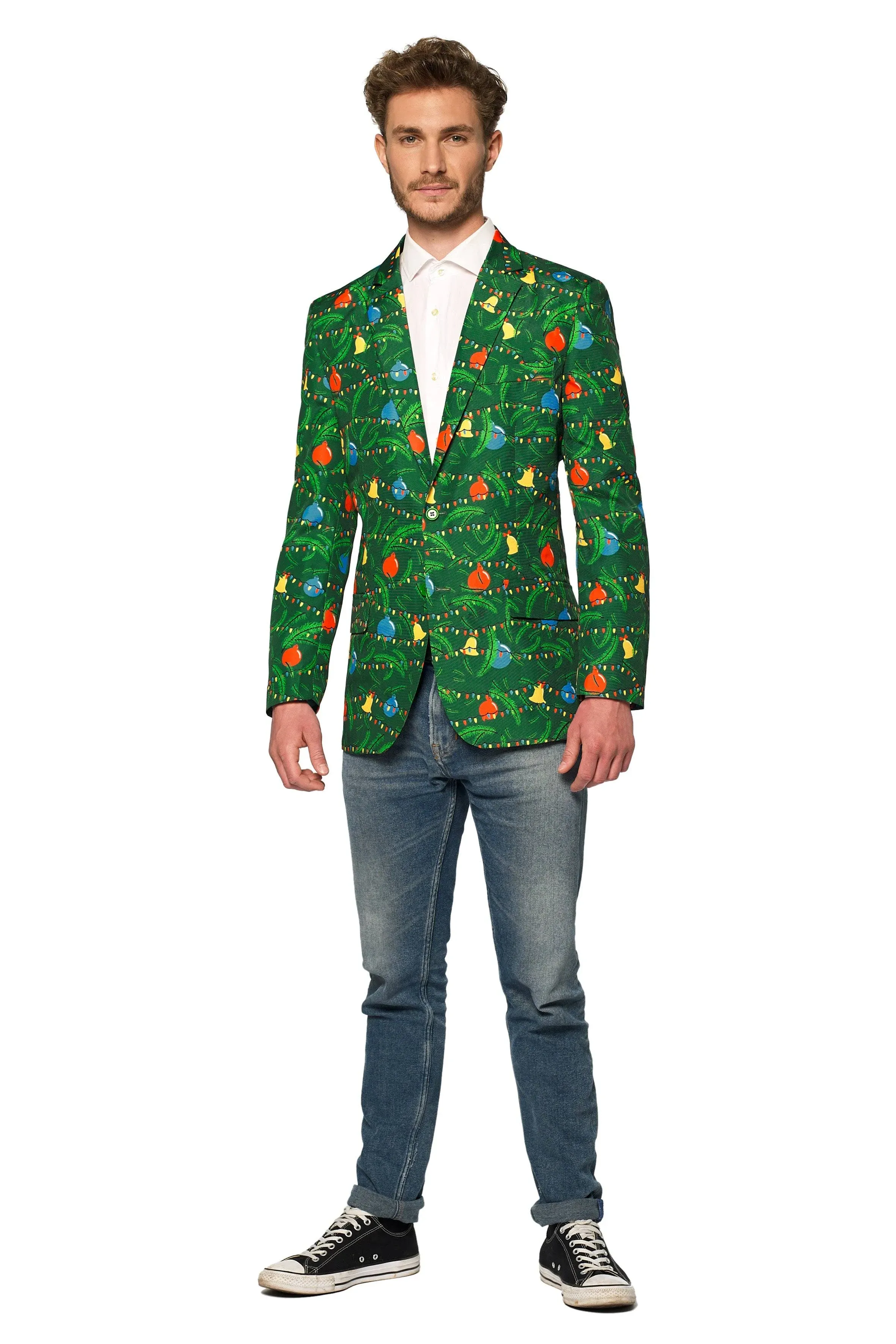 Suitmeister Men's Christmas Green Tree Light Up Blazer