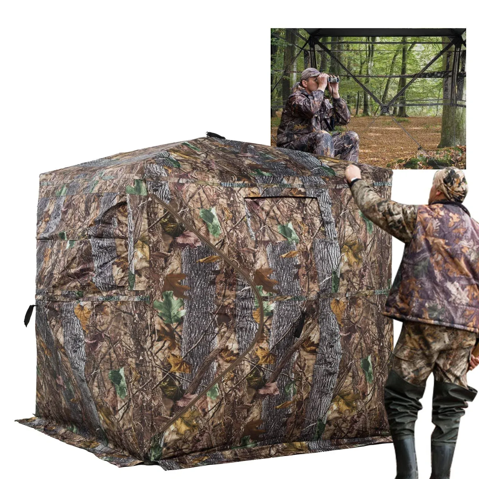 Hunting Blind 270/360 Degree See Through Ground Blind for Deer Hunting, 2-3 Person Pop-up Hunting Deer Blind, Turkey Blind, Portable Hunting Blind for Deer Hunting Turkey Hunting...