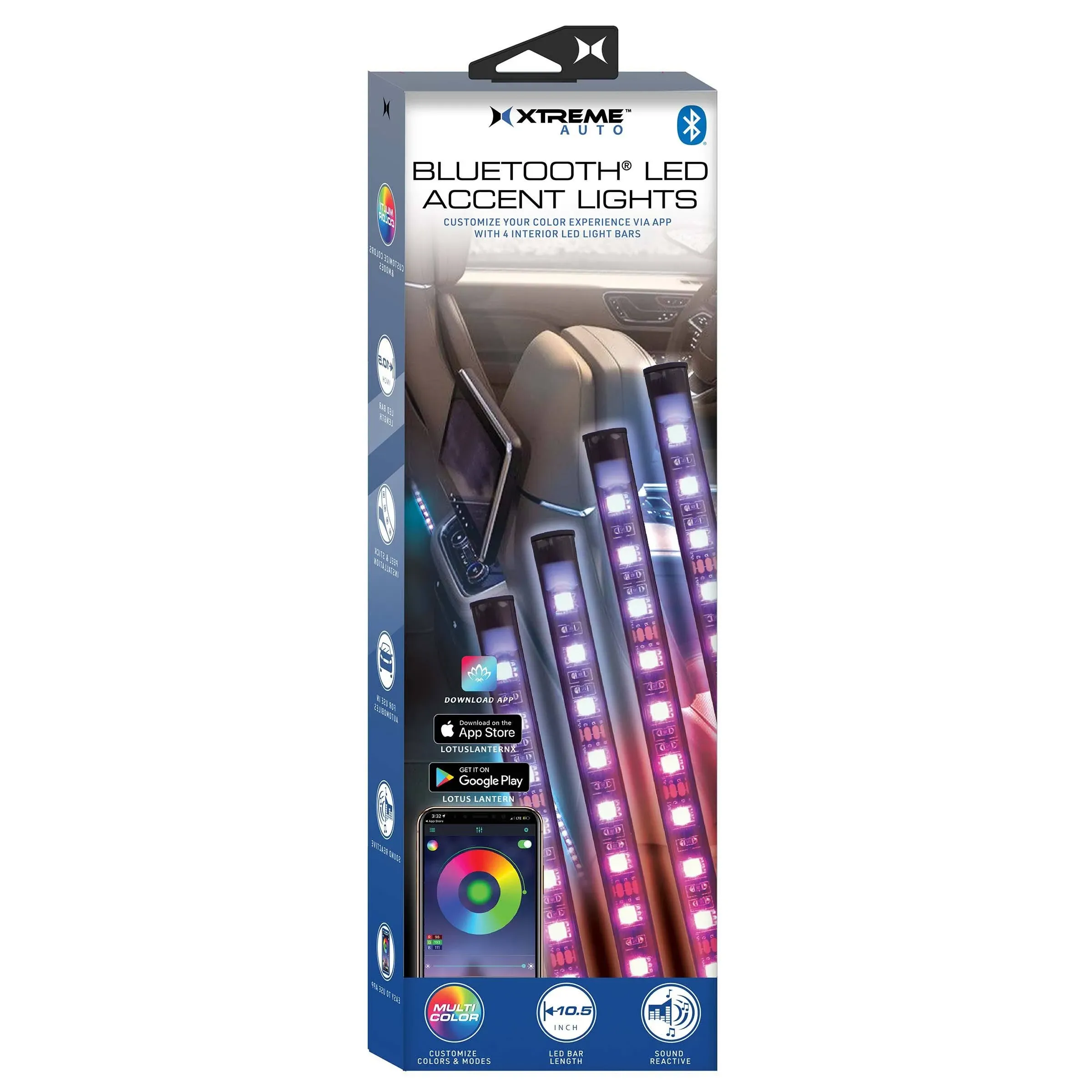 Bluetooth Led Accent Light 4 Interior Led Light Bars Flashes To The Beat￼￼￼