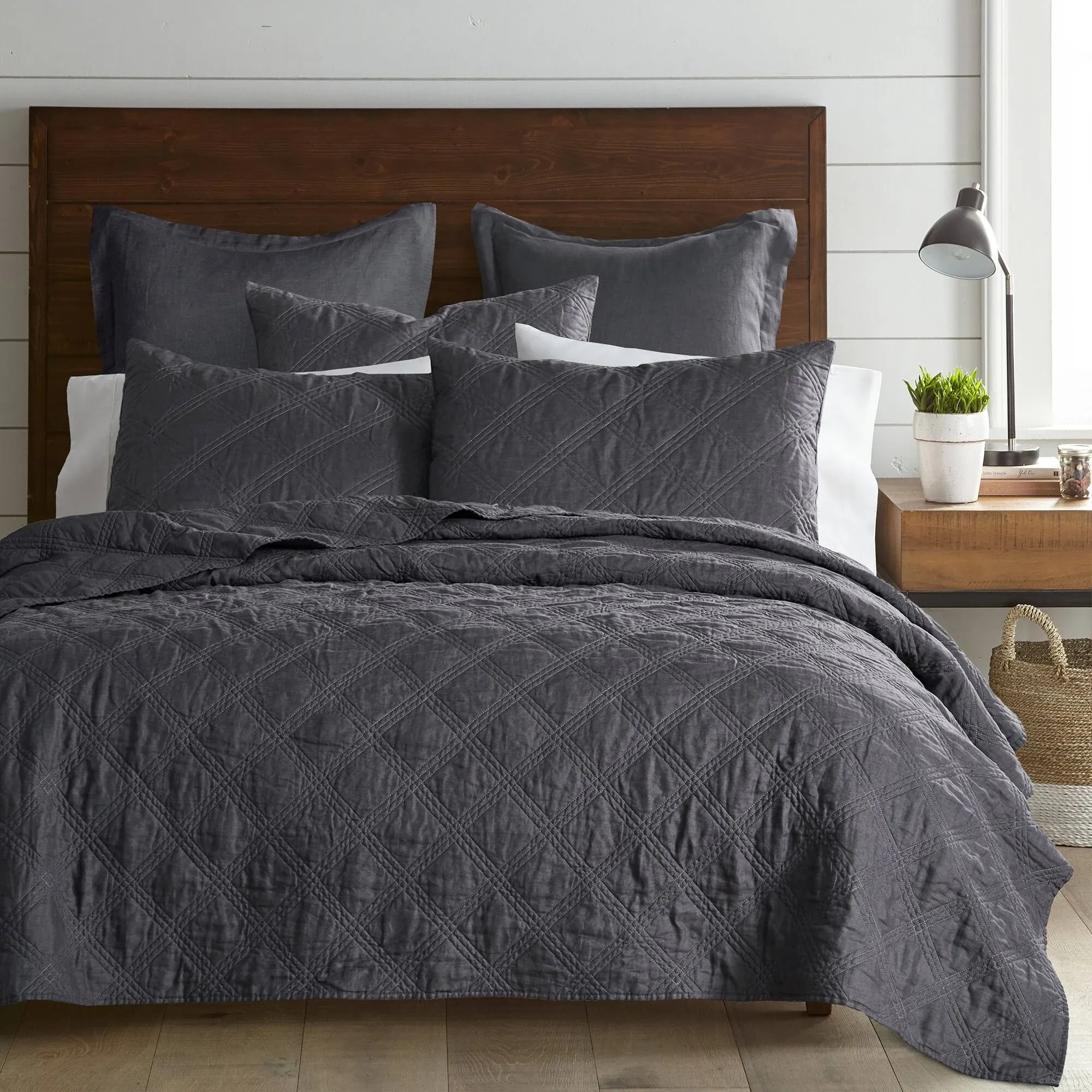 Levtex Home Charcoal Washed Linen Quilt King