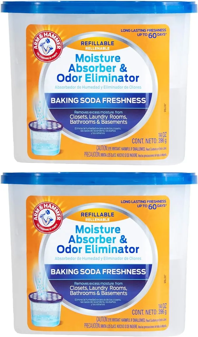 Arm & Hammer AH Refillable Tub 2-14 OZ Amazon Moisture Absorber  2 Count  White Blue  28 Oz