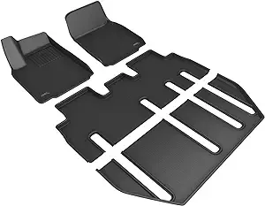 3D MAXpider Custom Fit Kagu Floor Mat (Black) Compatible with Tesla Model X 7 Seat 2022-2024 - Full Set