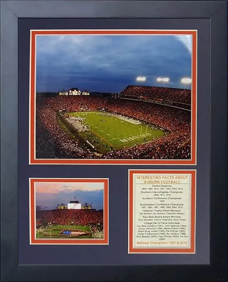 Legends Never Die Auburn University Tigers Jordan-Hare Stadium Framed Photo Collage, 11 by 14-Inch