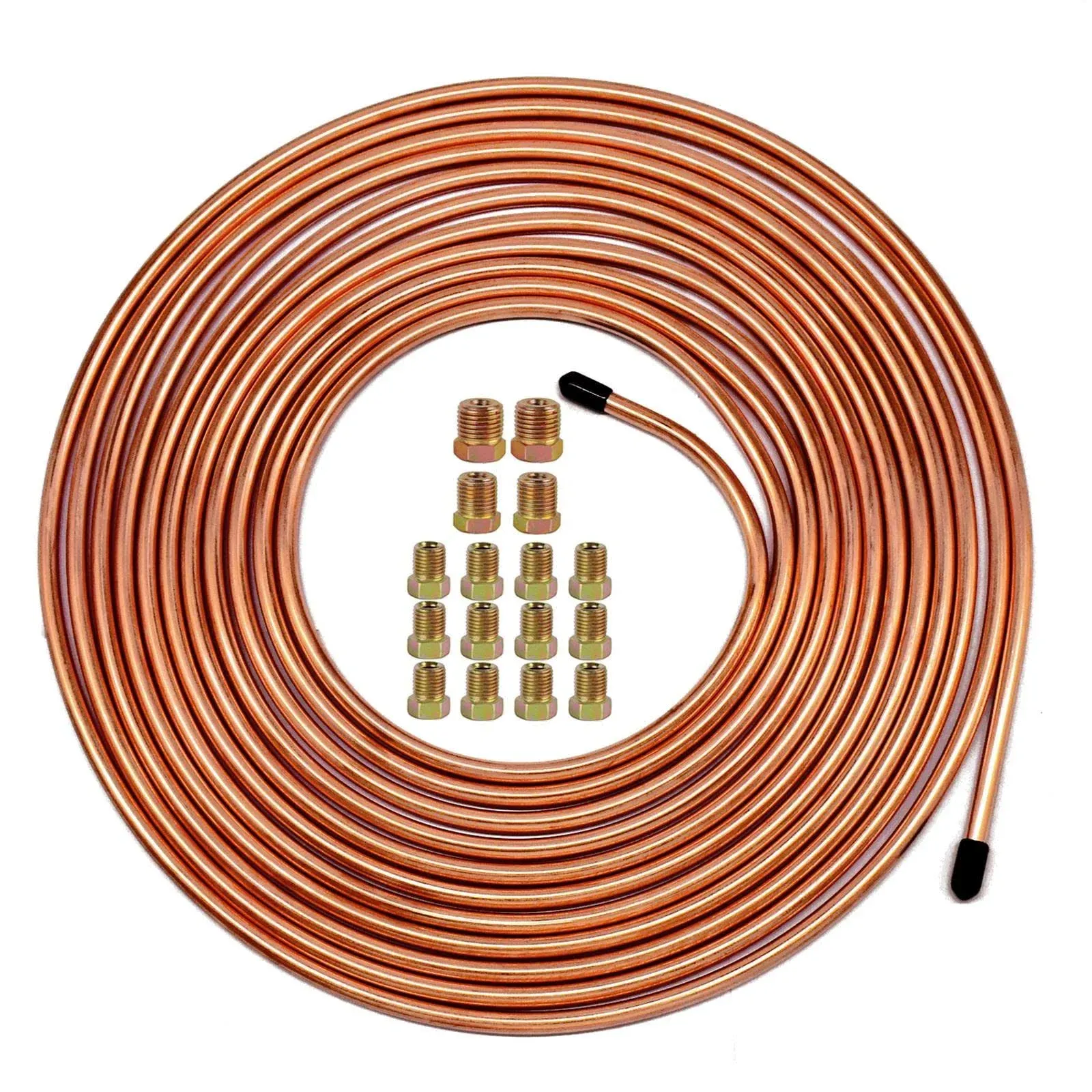 MuHize 1/4" Tubing Kit - 25 ft. of 1/4 Flexible Copper Coated Brake Line Tube ...