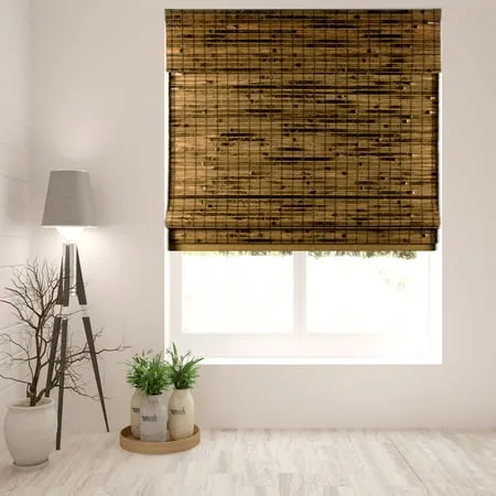 Arlo Blinds Cordless Java Deep Bamboo Roman Shades Blinds - Size: 26.5"W x 60"H