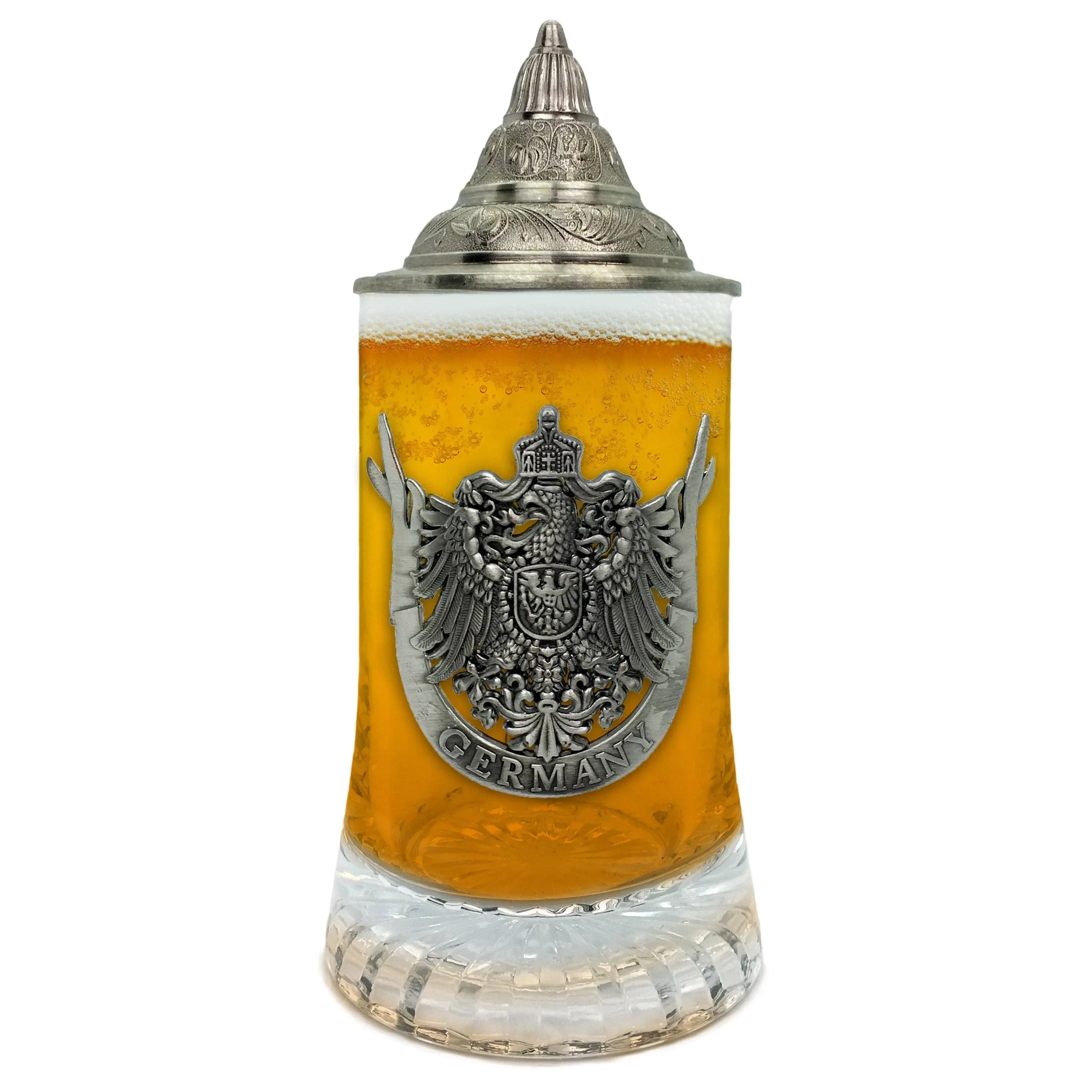 Engraved Oktoberfest Lidded Beer Glass with Bayern Medallion