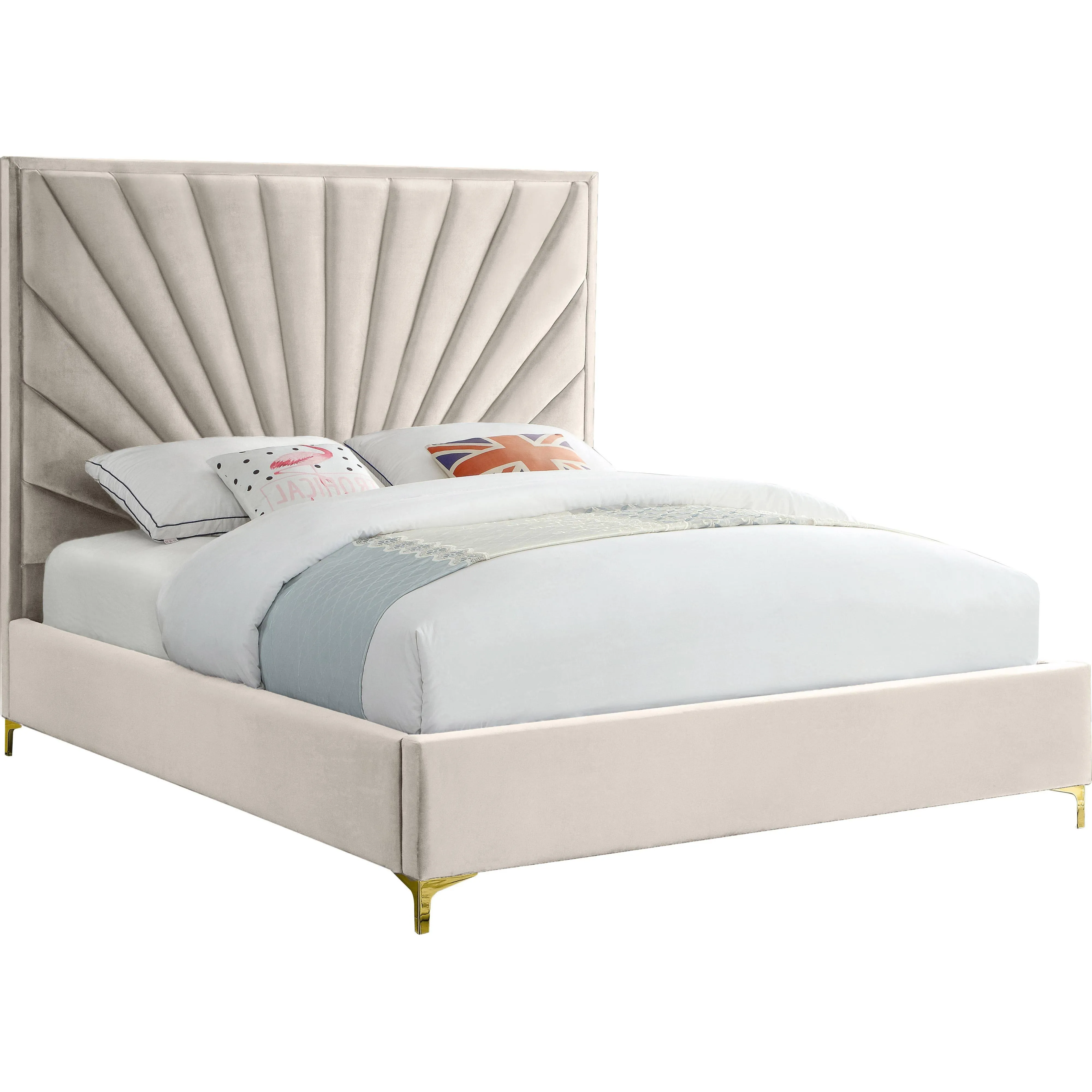 Meridian Furniture Eclipse Cream Velvet Full Bed