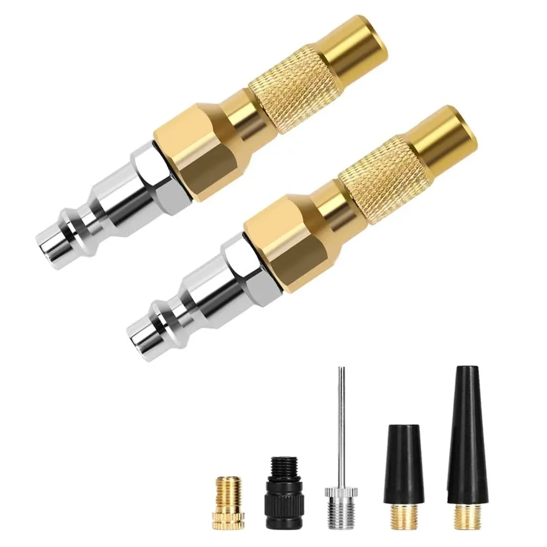 2Pack Heavy-Duty Brass Air Nozzle With Quick Connector,Screw On Tire Inflator Chuck For Tire Inflator Gauge Compressor Accessories, Twist-on Chucks For Schrader Valve