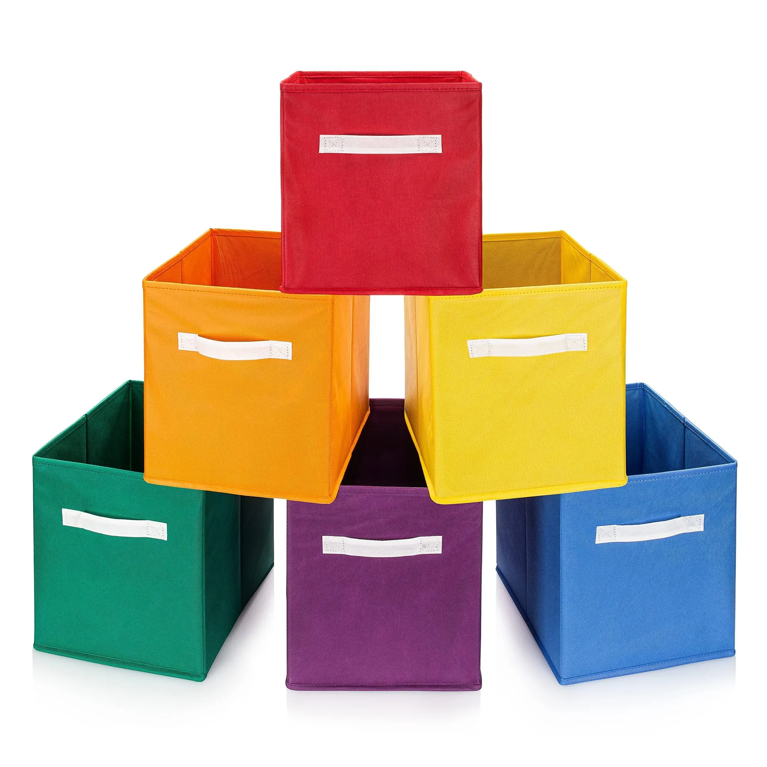 Luv Color Rainbow Bins for Organization Set of Six Cube Storage Bins 10.5 X 10.5 Storage Bins for Bedroom Organization Cubby Storage Bins Or Rainbow