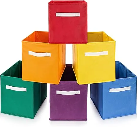 Rainbow Bins for Organization Set of Six Cube Storage Bins 10.5 X 10.5 Storage Bins for Bedroom Organization Cubby Storage Bins Or Rainbow Decor for Classroom Playroom Or Cube Organizer