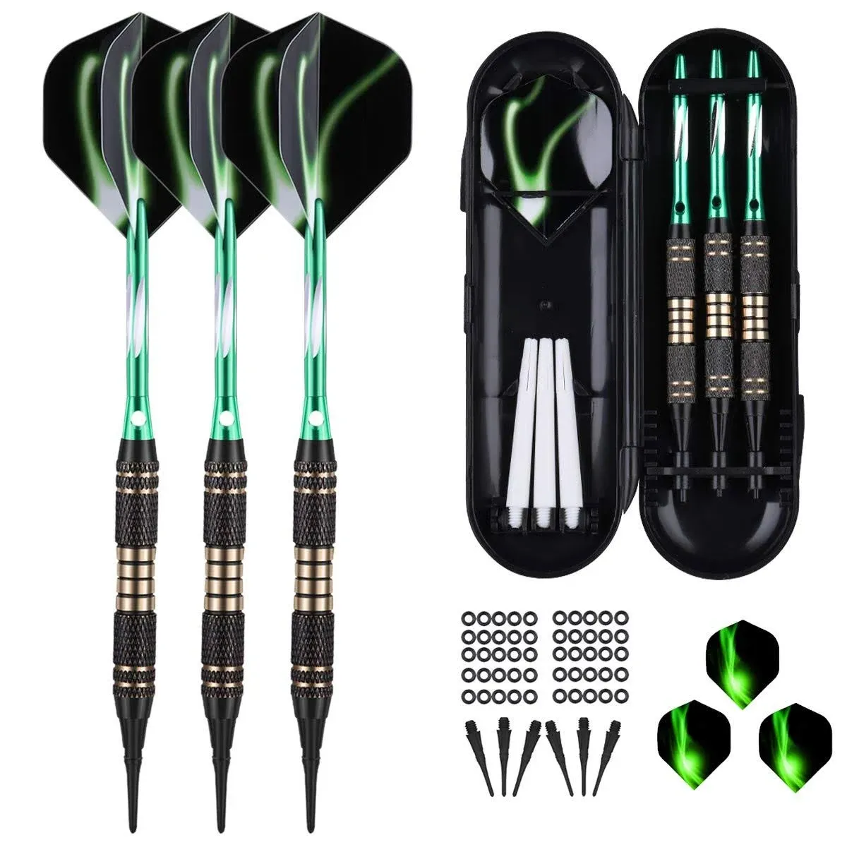 Soft Tip Darts Set 18 Gram - Professional Darts Plastic Tip with Brass Barrel + ...