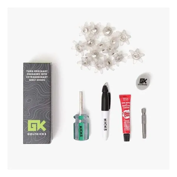 Golfkicks - DIY Golf Spikes Kit - Turn Sneakers into Golf Shoes - Add Golf Cleats to Almost Any Shoes - As Seen On Shark Tank - Golf Shoe Making Kit - Clear