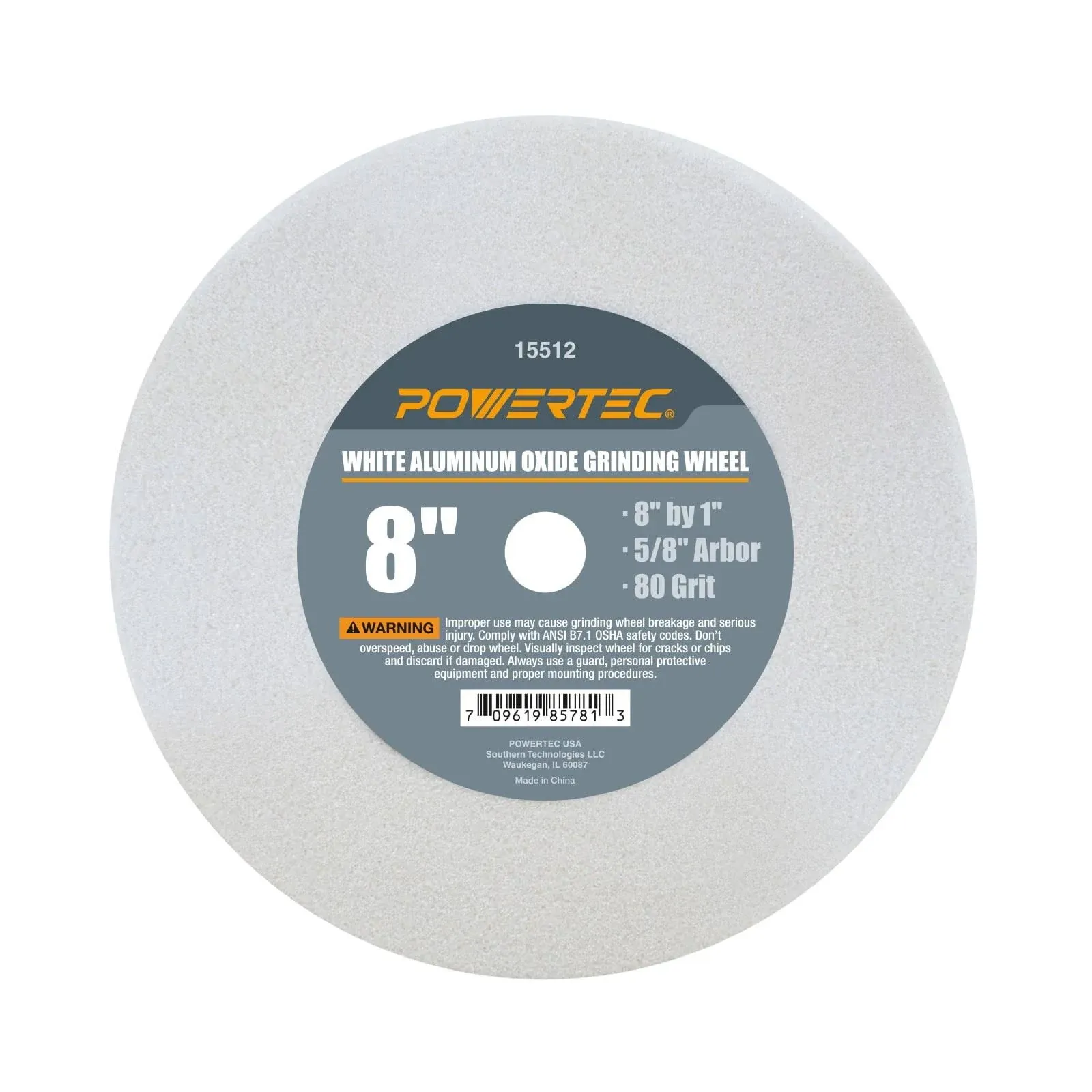 15512 80 Grit 5/8" Arbor White Aluminum Oxide Grinding Wheel, 8" x 1"