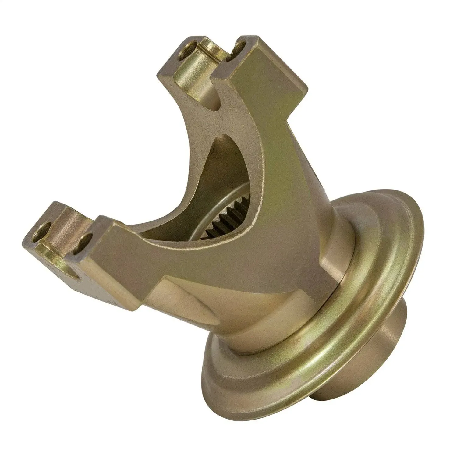 Yukon Gear & Axle (YY F900601) Short Yoke for Ford 9 Differential with 28 spline pinion and a 1310 U/joint size. 3.219" snap ring span, 1.062" cap diameter. Outside snap ring. 4" length