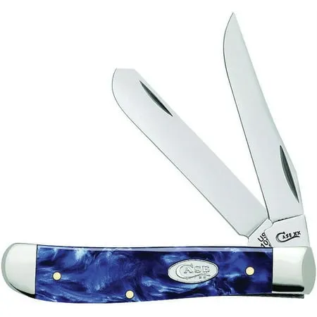 Case WR XX Pocket Knife Mini Trapper Sparxx Blue Pearl Kirinite Item #23432 - (10207 SS) - Length Closed: 3 1/2 Inches