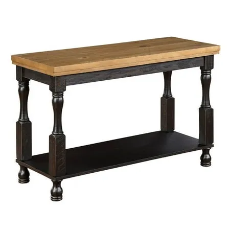 Furniture of America Neli Rustic Wood 1-Shelf Console Table in Black and Oak