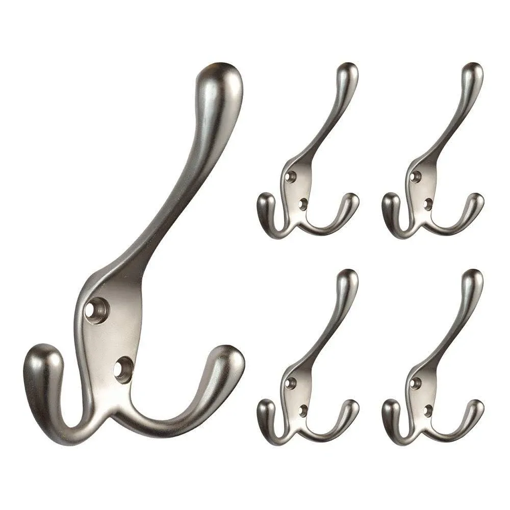 Franklin Brass B42306M-SN-C Hook with Three Prongs (5 Pack) Satin Nickel