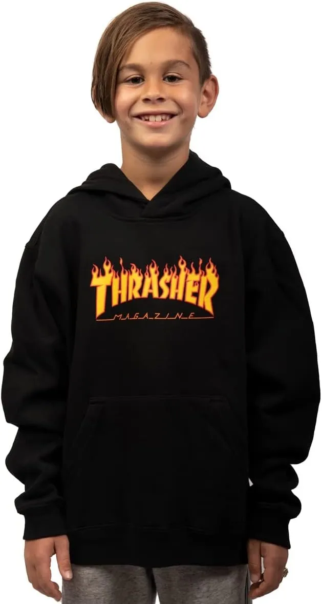 Thrasher Youth Flame Logo Hoodie Black XS