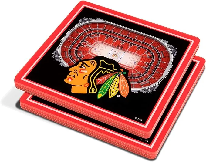 Black Chicago Blackhawks 3D StadiumViews Coasters