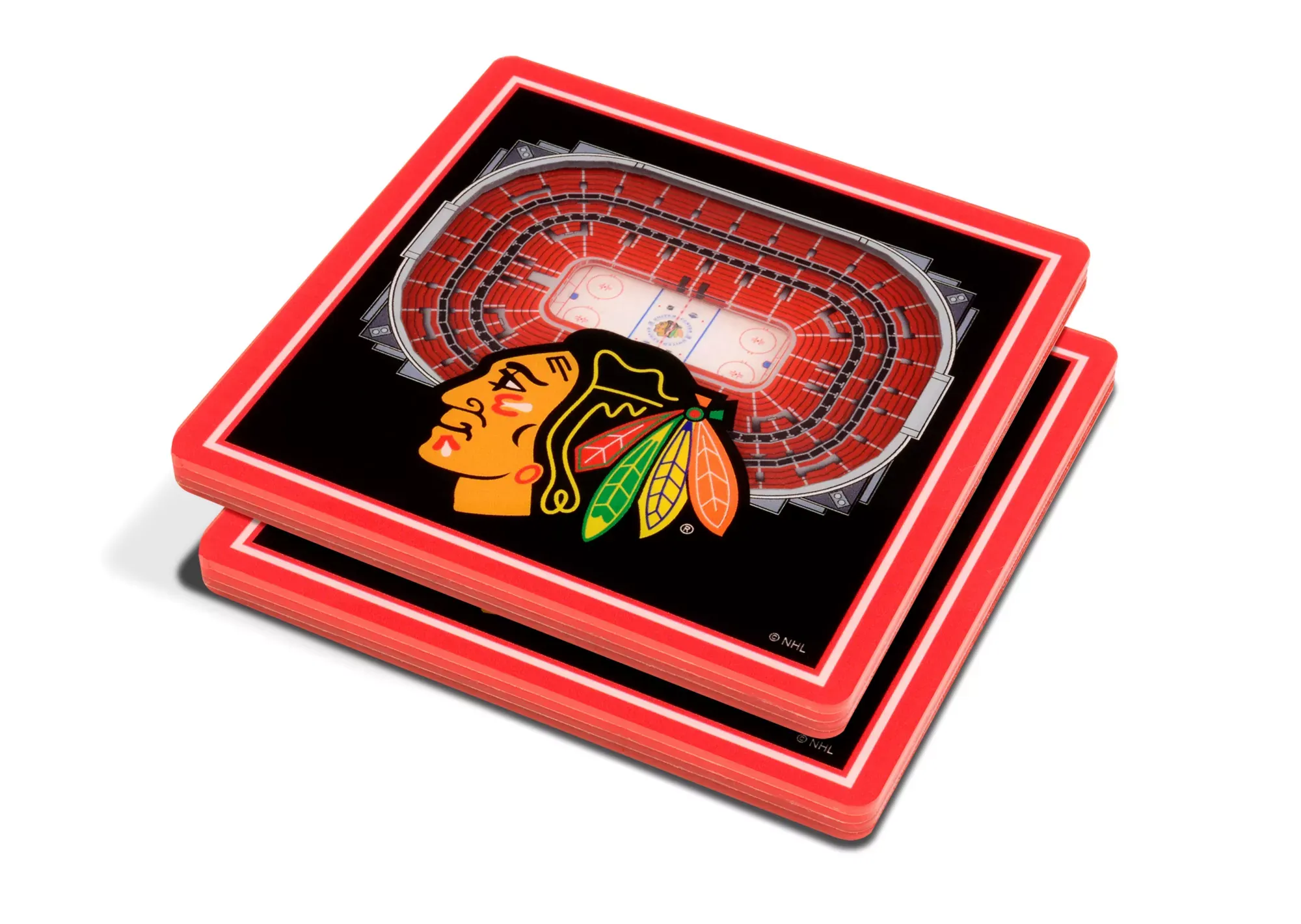 Black Chicago Blackhawks 3D StadiumViews Coasters