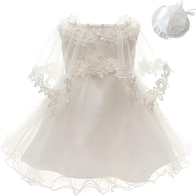 3Pcs Set Baby Girl Dress Christening Baptism Gowns Formal Dress