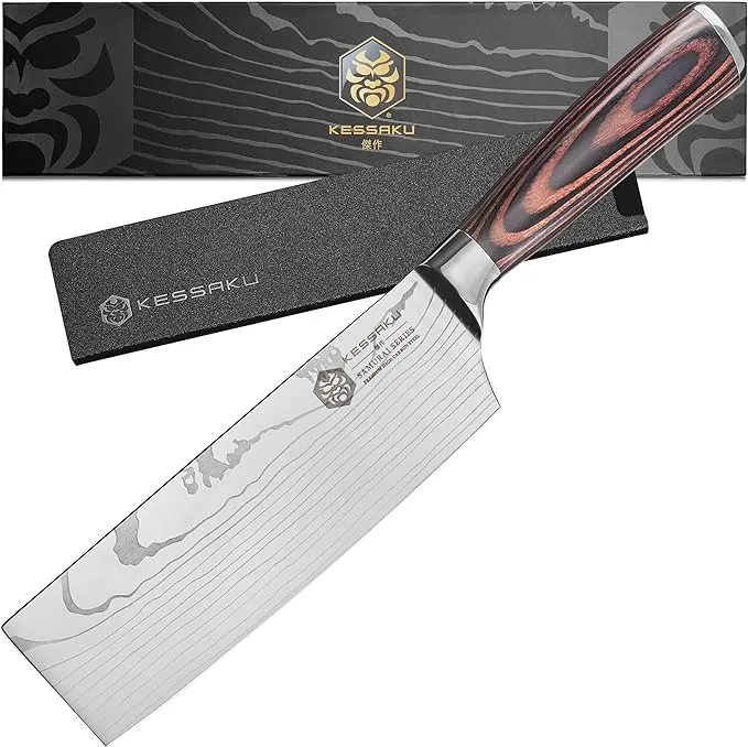 Kessaku Produce Vegetable Fruit Knife - 6 inch - Samurai Series - Razor Sharp Kitchen Knife - Forged 7Cr17MoV High Carbon Stainless Steel - Wood Handle with Blade Guard