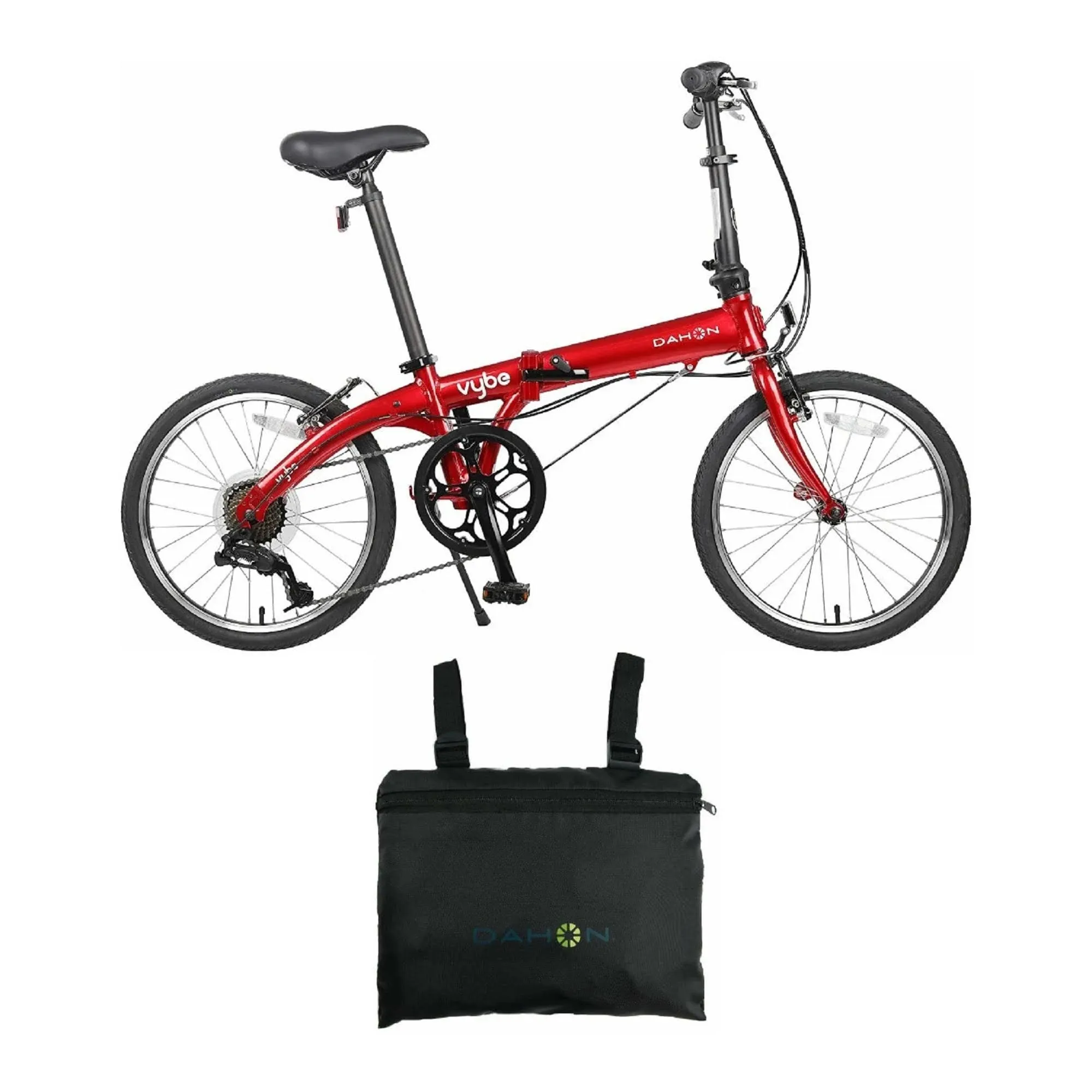 Dahon VYBE D7 Folding Bike Red with Dahon Foldable Carry Bag