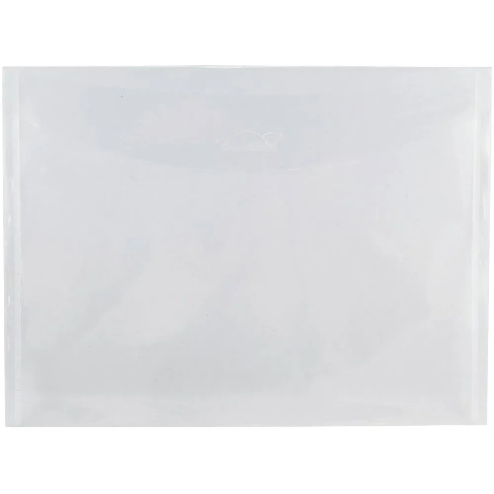 Jam Paper Plastic Envelopes with Tuck Flap Closure - Letter Booklet - 8 7/8 x 12 - Clear - 12/Pack