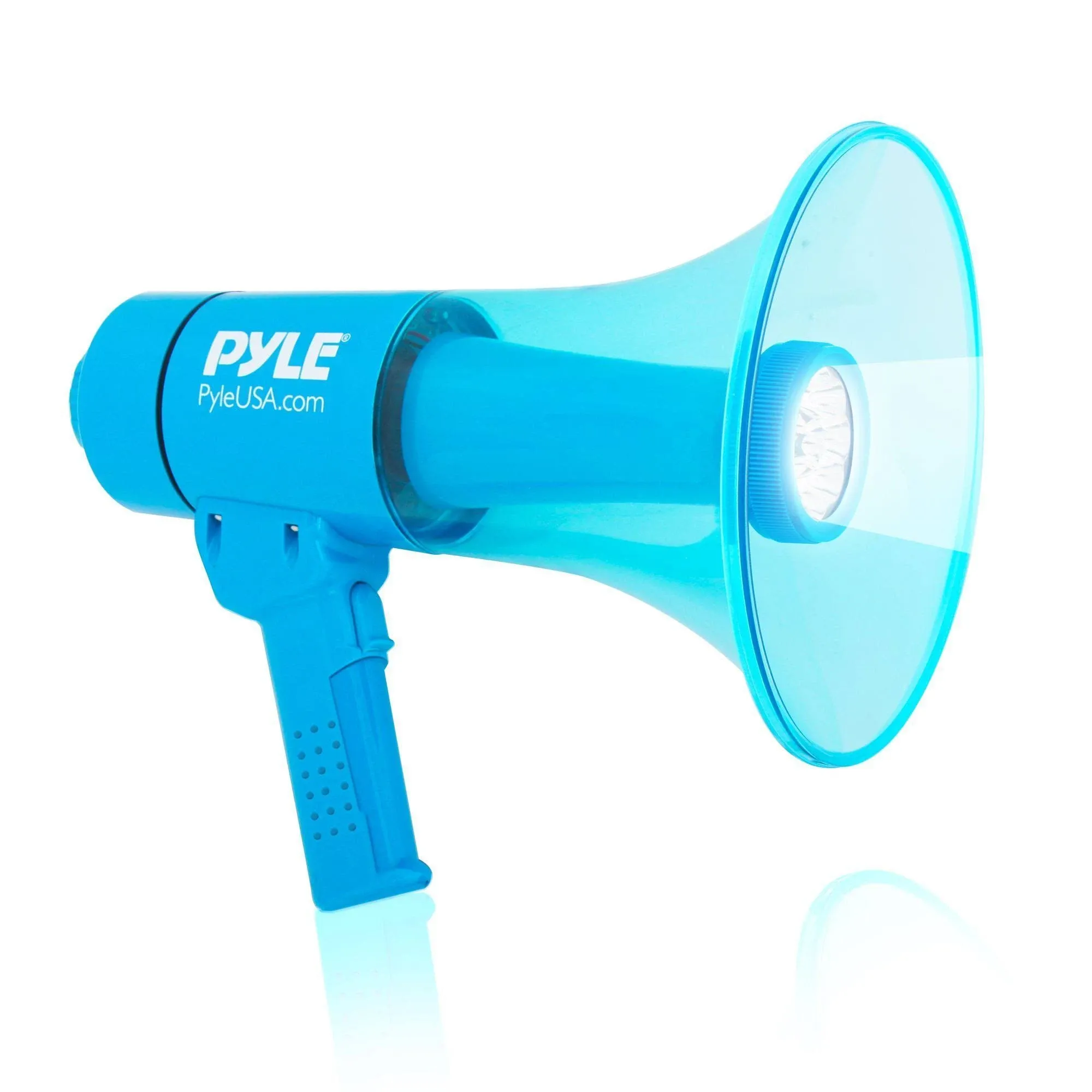 Pyle Compact and Portable Mega Phone Speaker - 40W Waterproof Bullhorn with Alarm Siren, Adjustable Volume, LED Flashlight, and AA Battery Power - Indoor/Outdoor Use for Cheering at Football Games