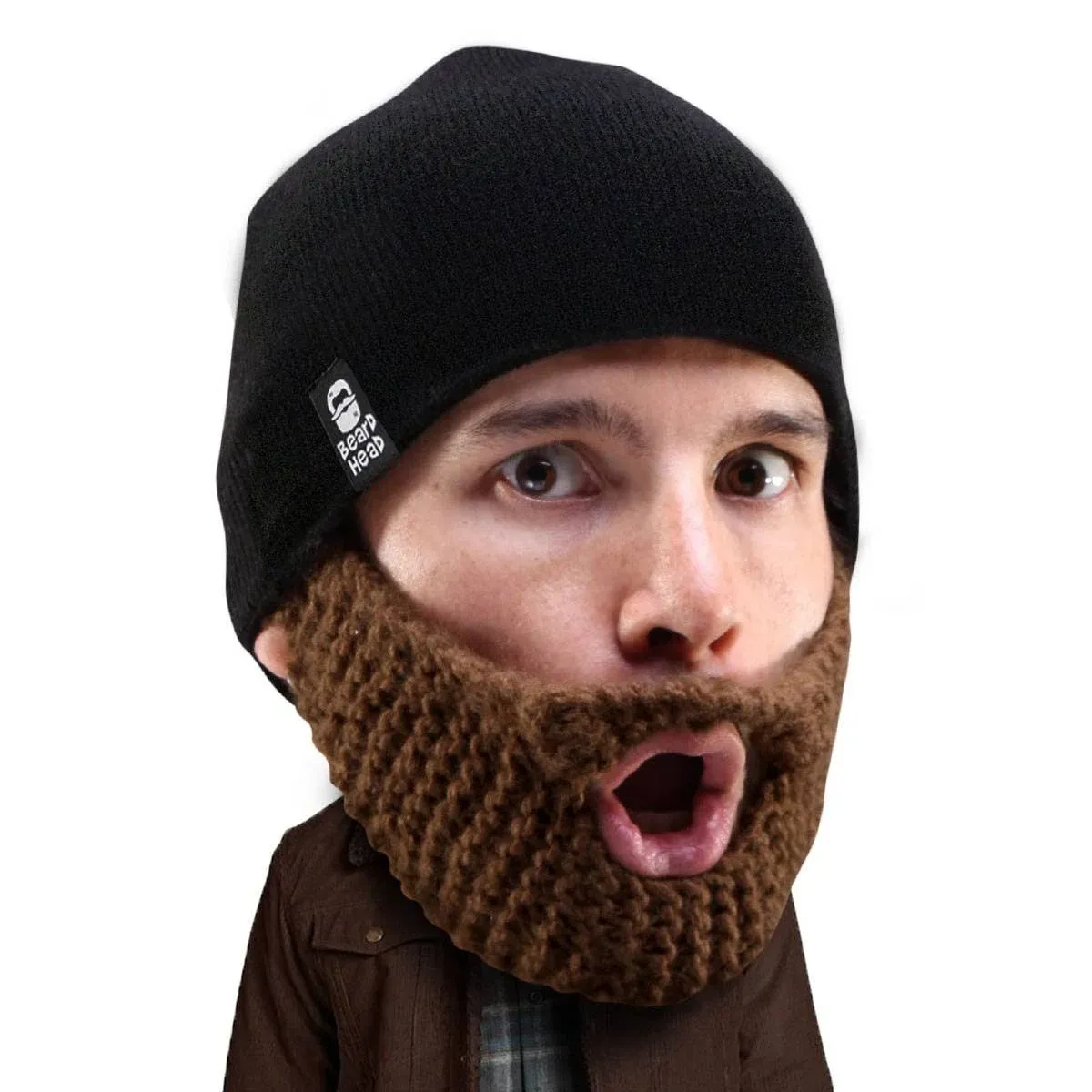 Beard Head Stubble Populous Beard Beanie - Original Handmade Knit Hat and Removable Beard