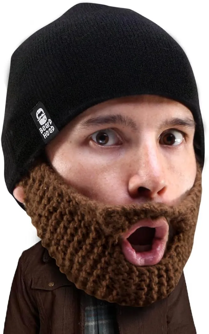 Beard Head Stubble Populous Brown Bearded Face Mask & Hat