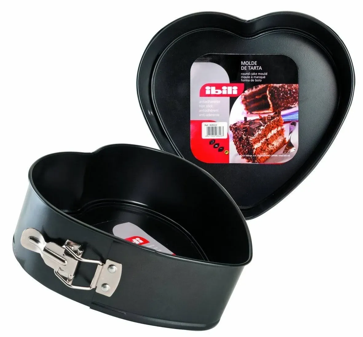 IBILI Springform Set Moka Heart Shaped 22X7,5 cm, Rolled Steel Plate, Black, 22 x ...