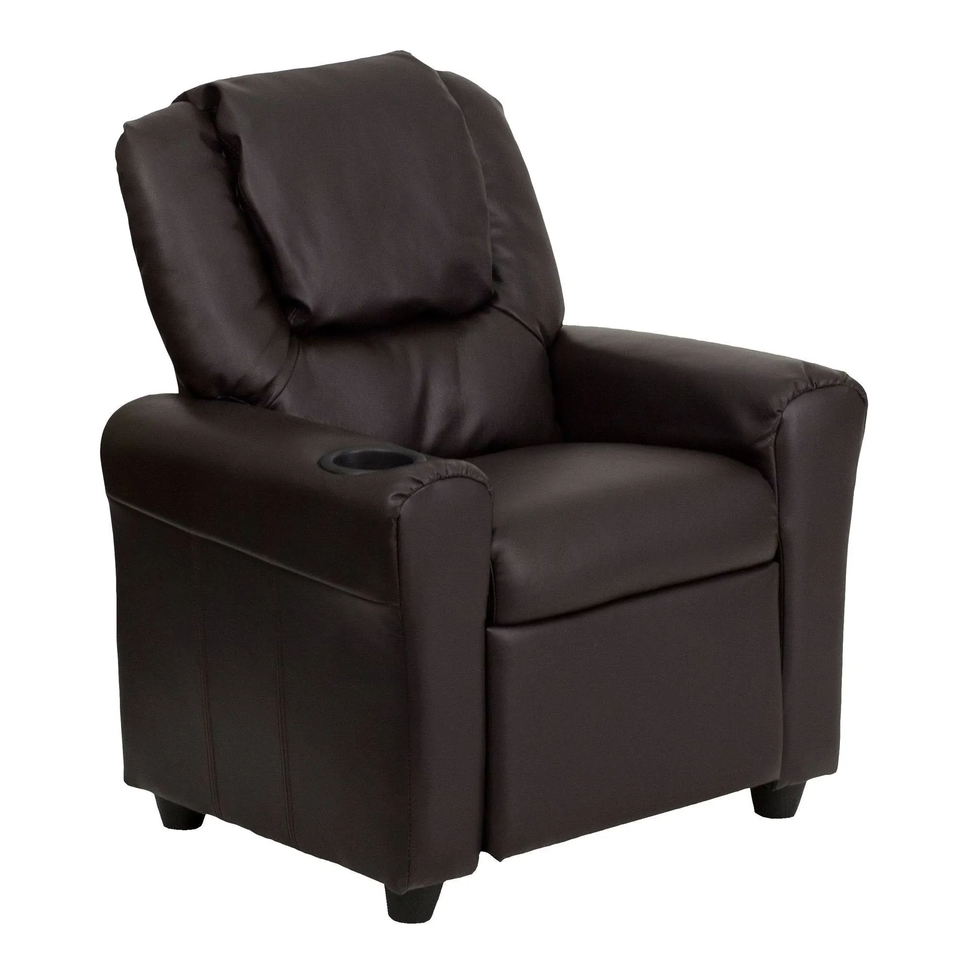 Flash Furniture Brown Contemporary Kids Recliner with Cup Holder and Headrest