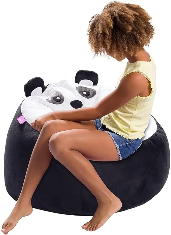 Posh Creations Cute Soft and Comfy Bean Bag Chair for Kids, Animal - Panda